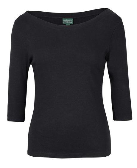 Womens 3/4 Sleeve Boat Neck Tee