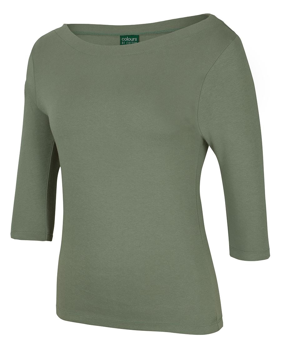 Womens 3/4 Sleeve Boat Neck Tee