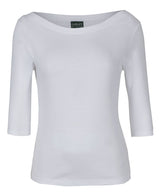 Womens 3/4 Sleeve Boat Neck Tee