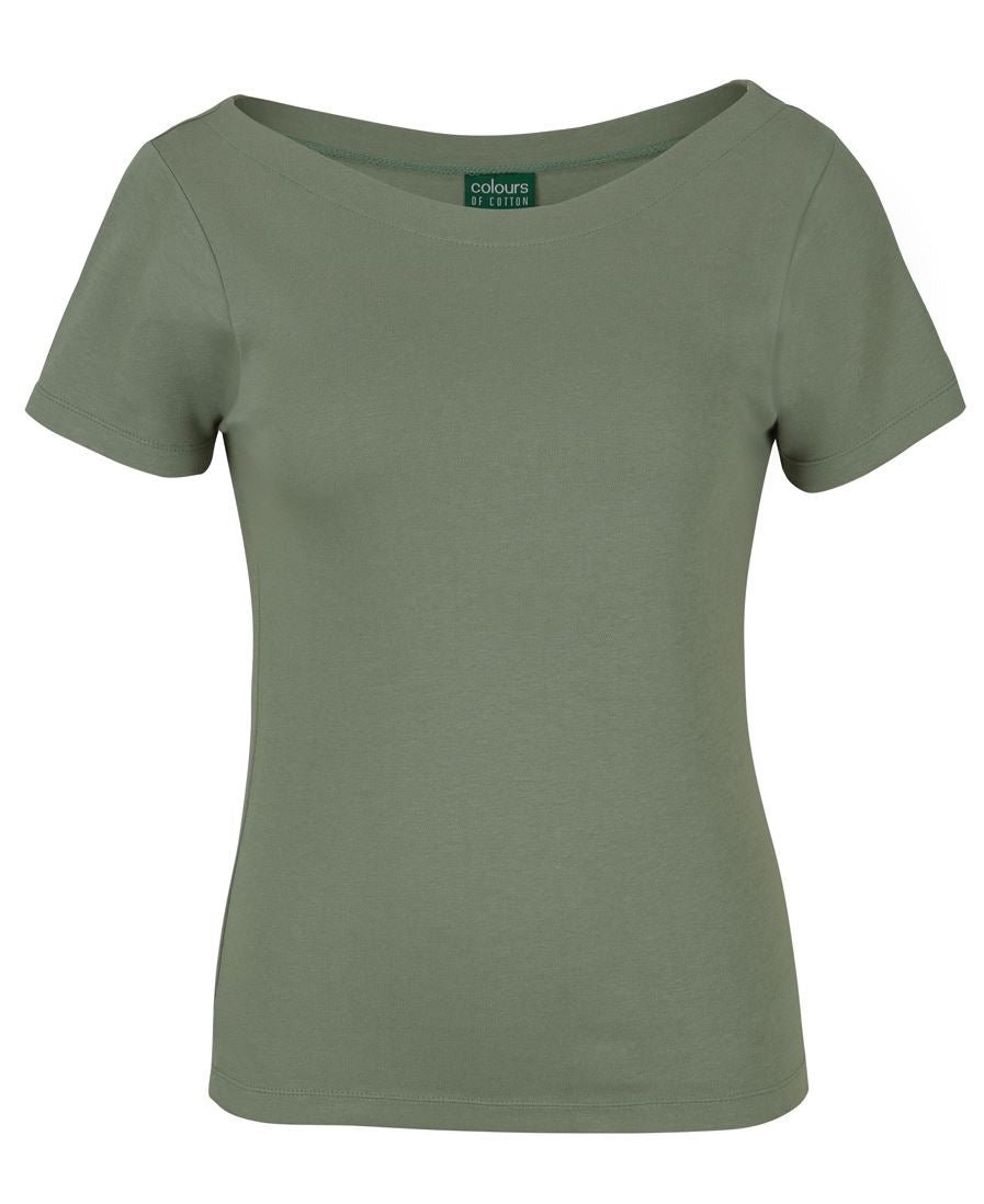 Womens Short Sleeve Boat Neck Tee