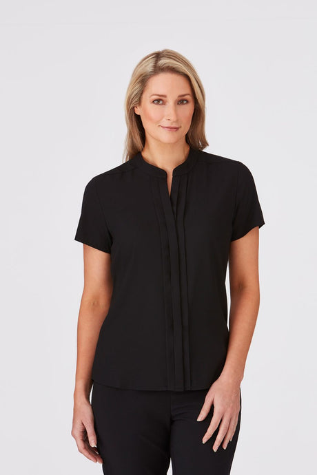 Womens Envy Pleated Front Short Sleeve Shirt