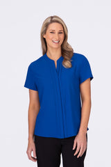 Womens Envy Pleated Front Short Sleeve Shirt