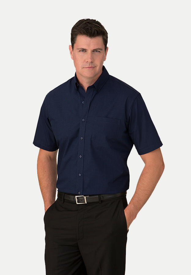 Micro Check Mens Short Sleeve Shirt