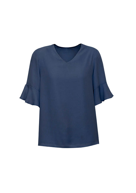 Aria Womens Fluted Sleeve Blouse