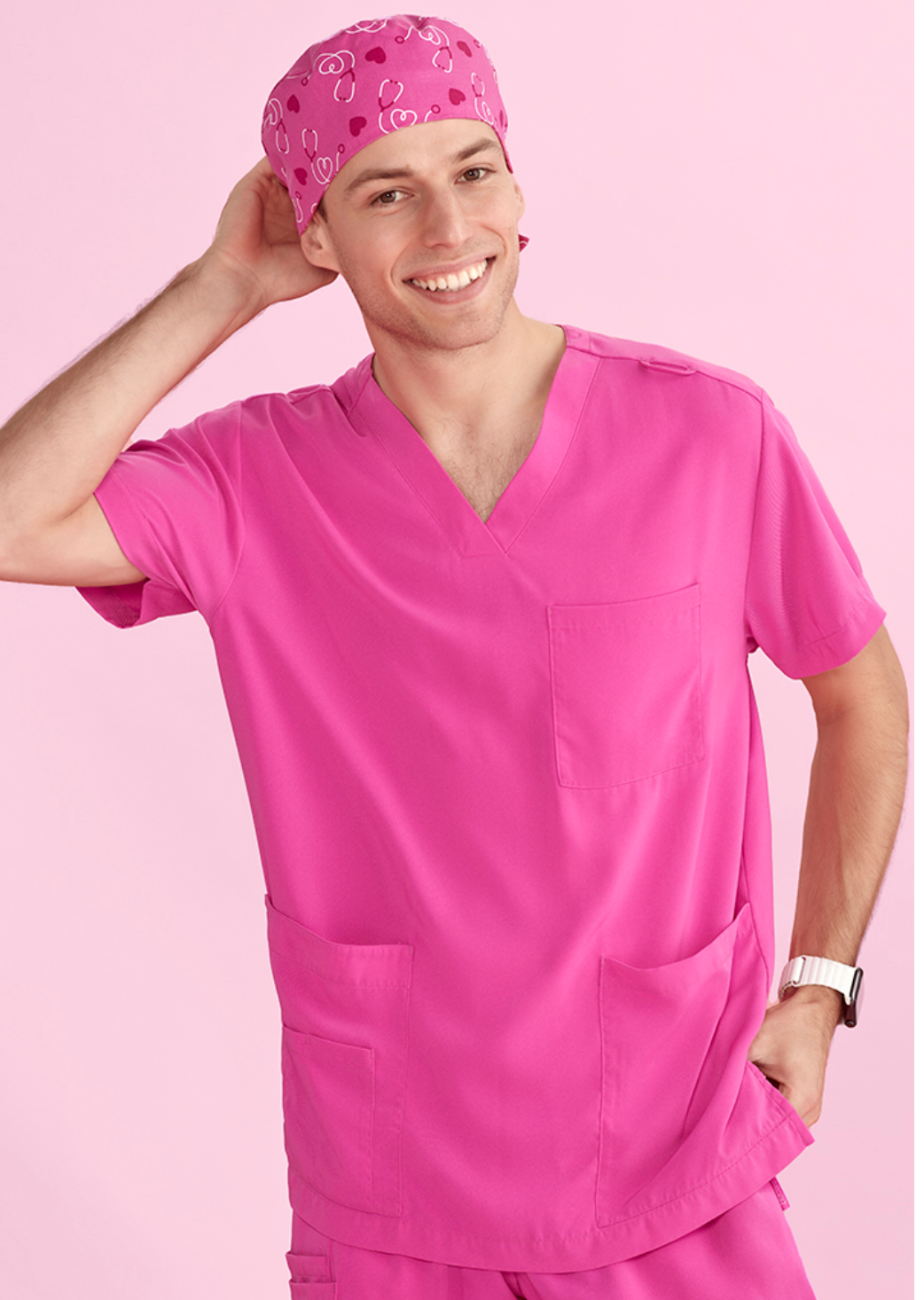 Printed Scrub Cap Pink