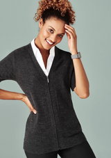 Zip Front Womens Short Sleeve Cardigan