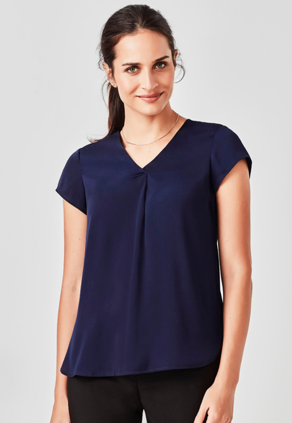 Kayla Womens V-Neck Pleat Blouse