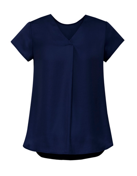 Kayla Womens V-Neck Pleat Blouse