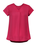 Kayla Womens V-Neck Pleat Blouse