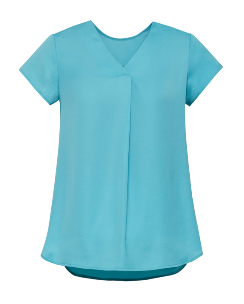 Kayla Womens V-Neck Pleat Blouse