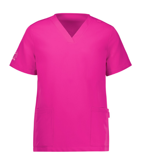 Pink Ribbon Womens V-Neck Scrub Top Pink XXS