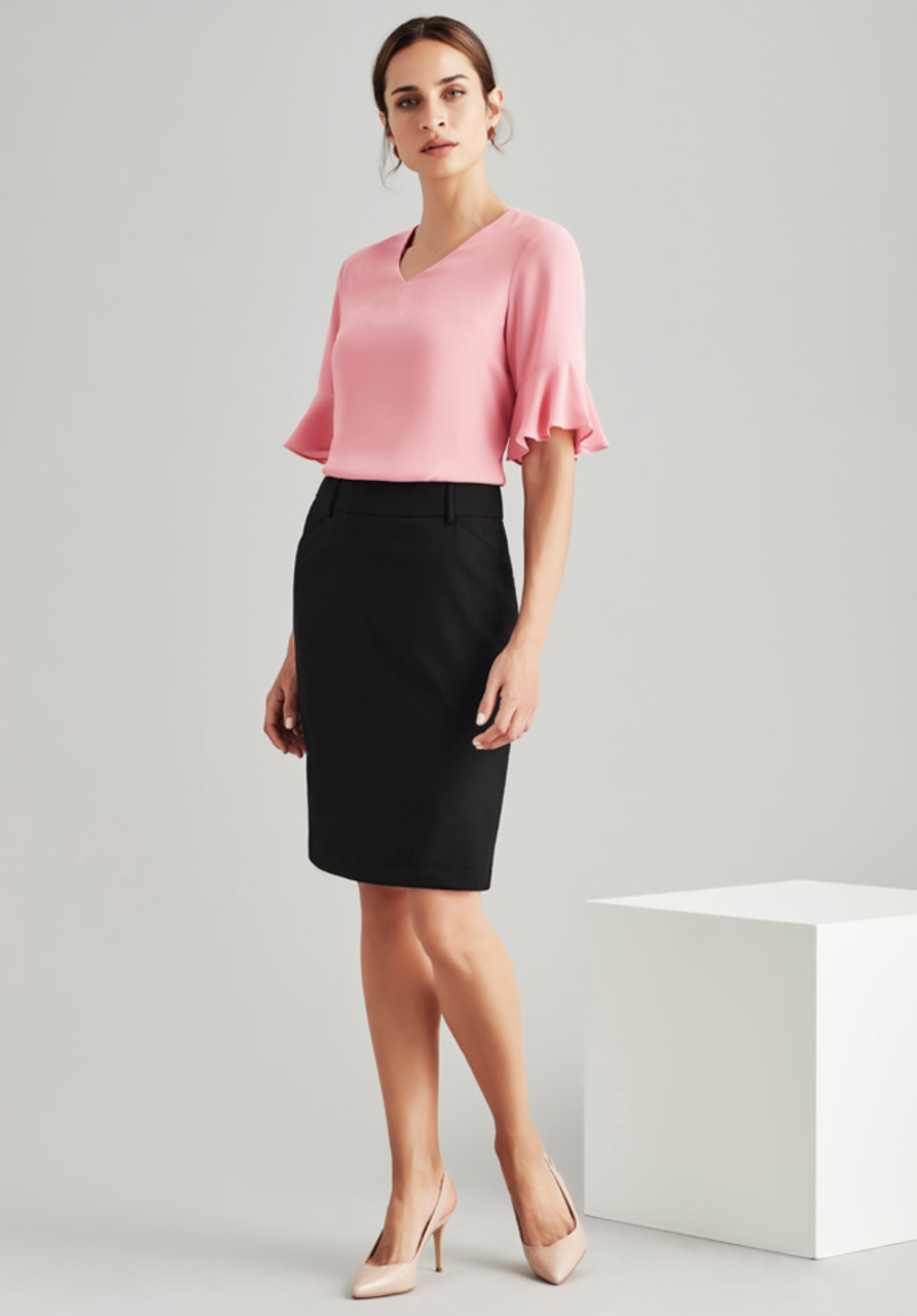 Wool Stretch Multi-Pleat Skirt