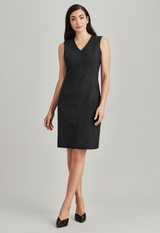 Wool Stretch Sleeveless V-Neck Dress