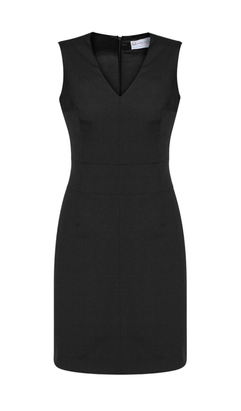 Wool Stretch Sleeveless V-Neck Dress