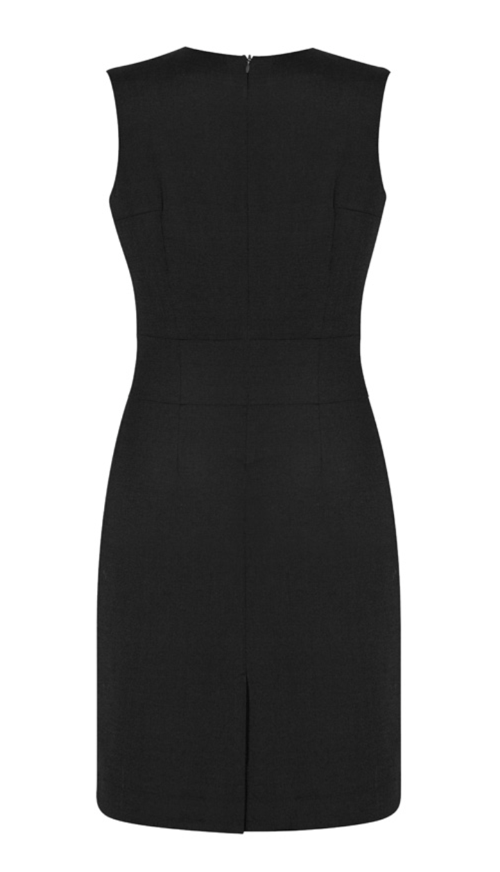 Wool Stretch Sleeveless V-Neck Dress