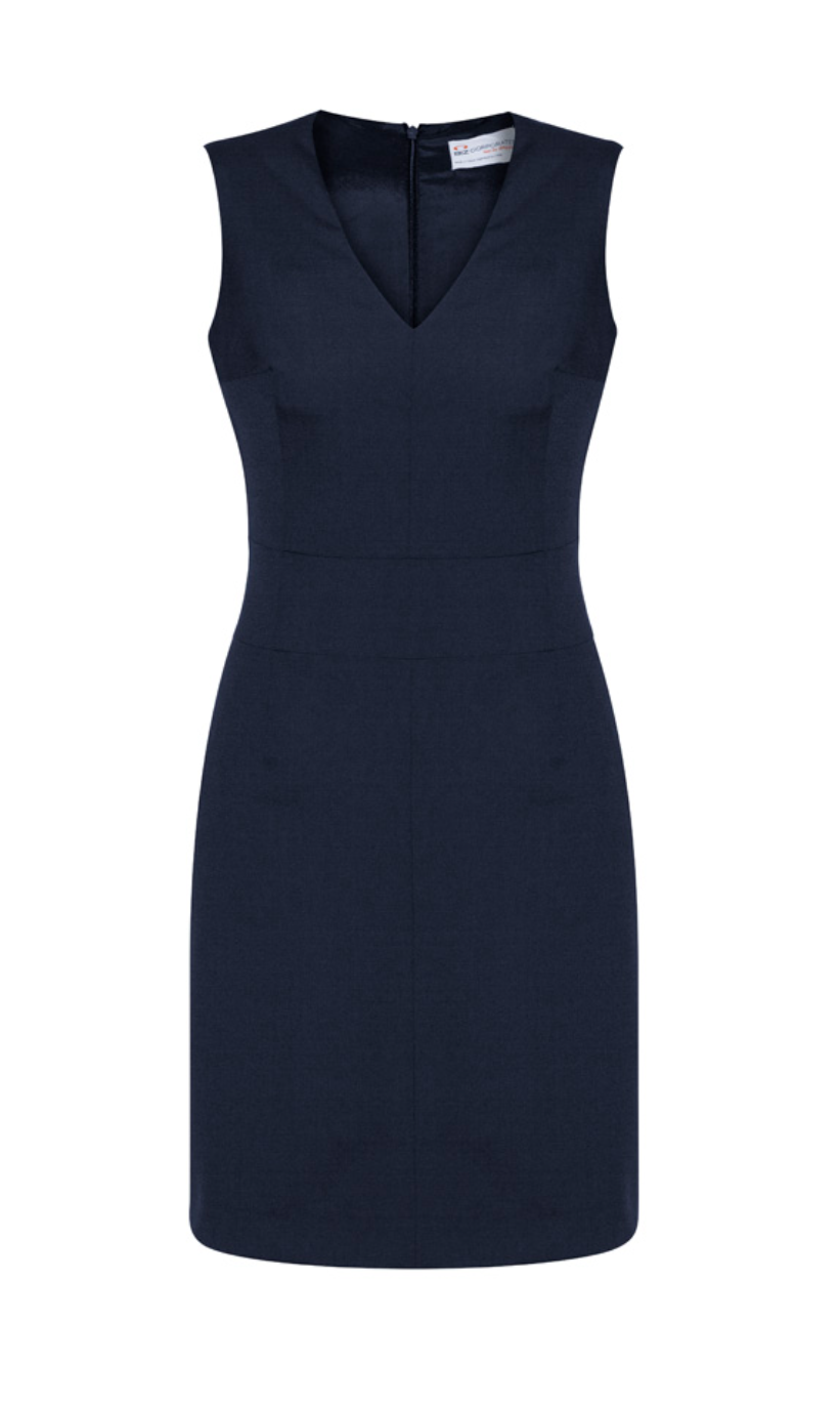 Wool Stretch Sleeveless V-Neck Dress