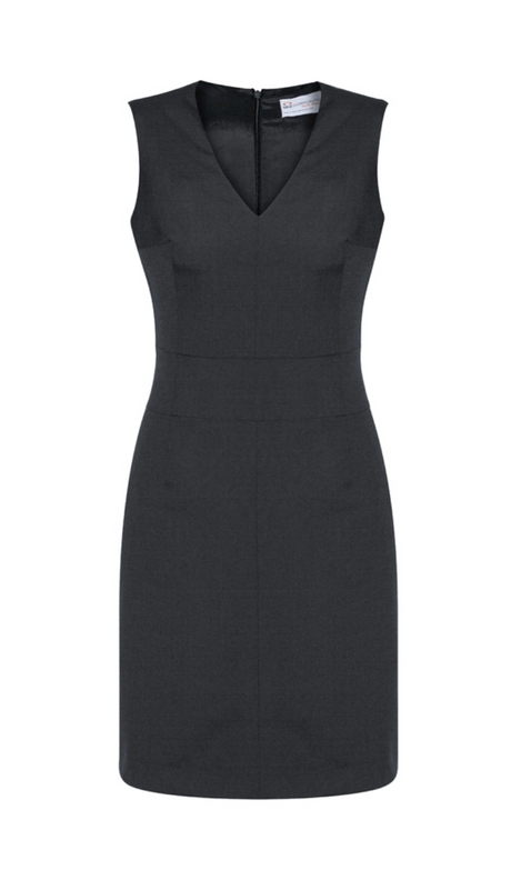 Wool Stretch Sleeveless V-Neck Dress