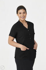 Womens City-Stretch Spot Short Sleeve Tunic