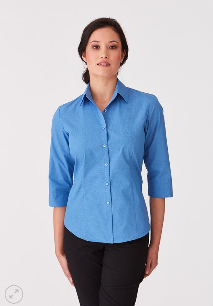 Womens Micro Check 3/4 Sleeve Shirt