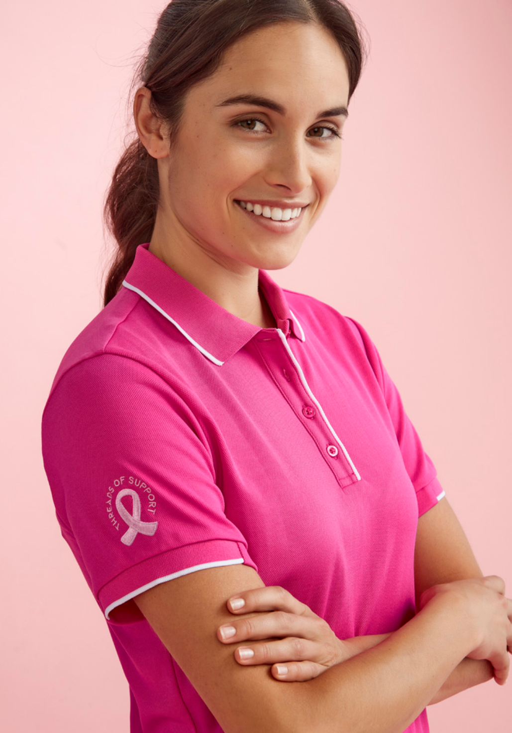 Womens Pink S/S Polo