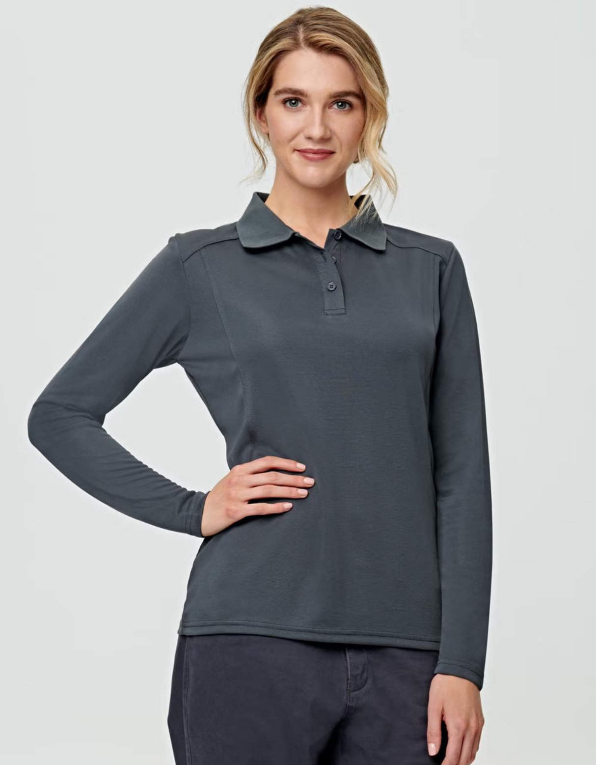 Bamboo Charcoal Womens Long Sleeve Polo