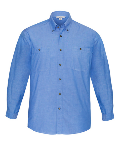 Biz Chambray Mens Long Sleeve Shirt