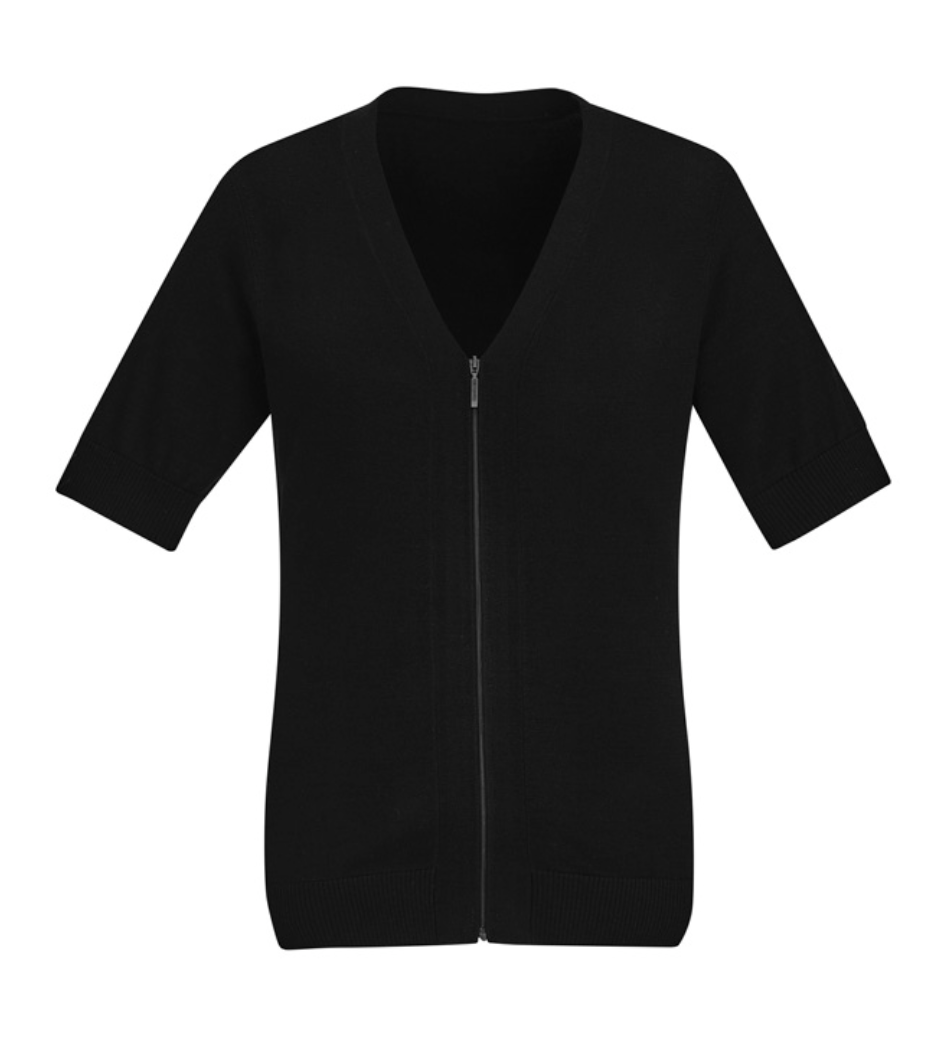 Zip Front Womens Short Sleeve Cardigan