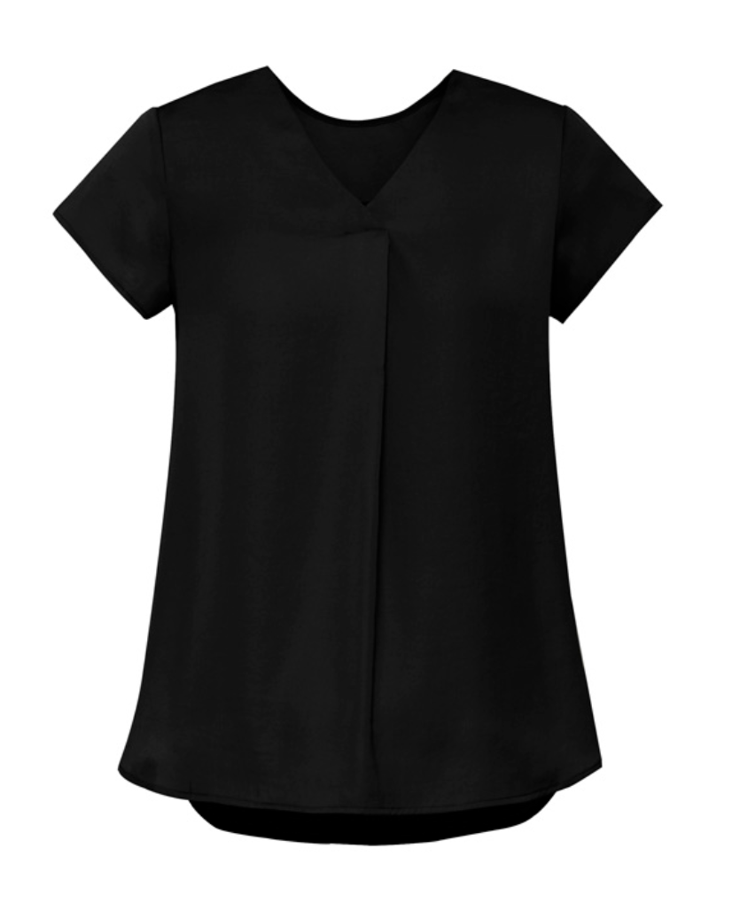 Kayla Womens V-Neck Pleat Blouse