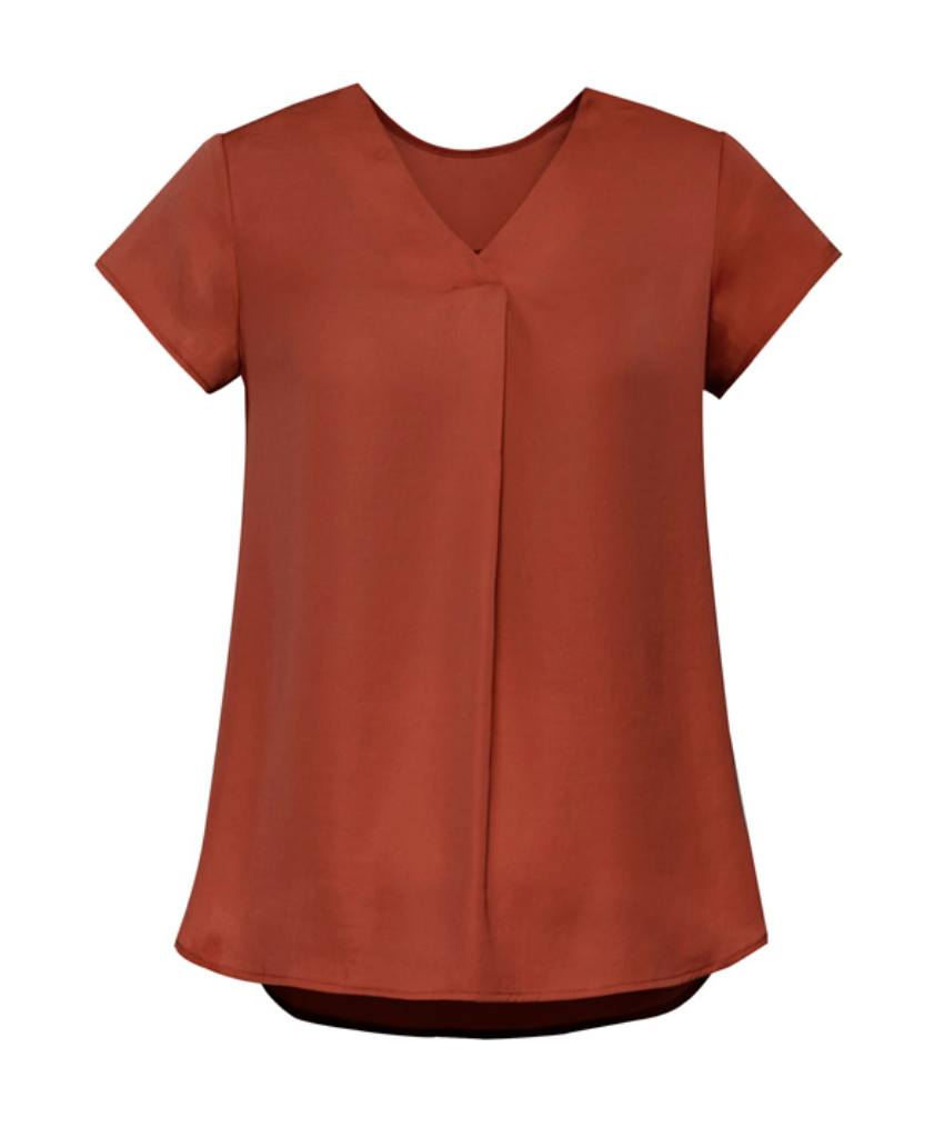 Kayla Womens V-Neck Pleat Blouse