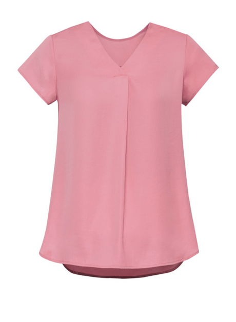 Kayla Womens V-Neck Pleat Blouse