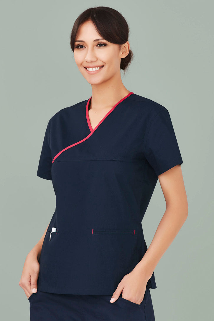 Contrast Womens Crossover Scrub Top